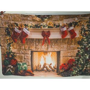 Fabric Backdrop Christmas Fireplace Hearth Lightweight Unbranded 5' x 7'